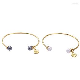 Bangle Cooper Open Cuff Bracelets Simple Simulated Pearl Ball Beads Adjustable Bangles For Women Fashion Jewellery Wholesale1 Inte22