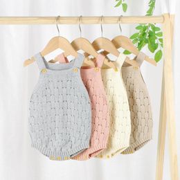 Rompers Born Baby Bodysuits Autumn Sleeveless Infant Boys Girls Jumpsuits Clothes Candy Colour Knitted Toddler Sweaters Body Top 0-18M