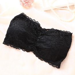 Bustiers & Corsets Women Floral Full Cup Strapless Underwear 2022 Female Lace Bra Wire Free Backless Hollow Wrapped Chest RkBustiers