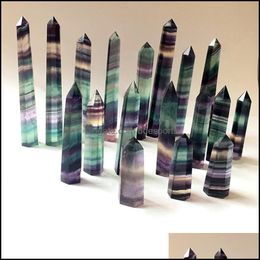 Arts And Crafts Arts Gifts Home Garden Natural Colorf Fluorite Quartz Tower Crystal Point Chakra Reiki Obelisk Wand Healing 15 Sizes Drop