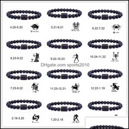 Arts And Crafts 12 Constellations Strand Bracelets Natural Black Glass Bead Bracelet Star Sign Constellation Horoscope Coup Sports2010 Dhrko