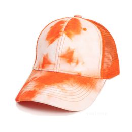 -Summer Ball Caps Party Supplies Tie-dye Ponytail Hats 6 couleurs Mesh Hollow Messy Bunball Cap Camilier Camier Fast Envoyer ZC1217