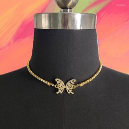 Pendant Necklaces Y2K Butterfly Crystal Choker Necklace For Women Metal Fashion Simple Charms Jewellery 90s Style Friendship Gifts