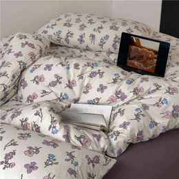 Ins Cotton Knitting Flower Four Piece Set Soft and Skin Can Sleep Art Bedding Set