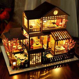 Kids Toys Dollhouse with Furniture Assemble Wooden Miniature Doll House Diy Dollhouse Puzzle Toys For Children
