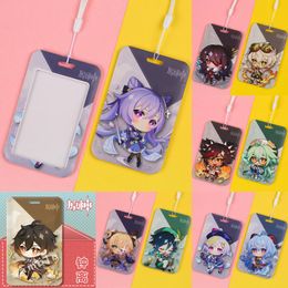 Keychains Game Genshin Impact Venti Keqing Diluc Tartaglia Xiao Student ID Bus Bank Card Holder Cosplay Keychain Case Pendant Toy
