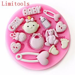 3D Silicone Baby Shower Party Fondant Mold For Cake Decorating silicone mold Fondant Cake sugar craft Moulds Tools 220815