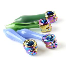 SKull Shape Spoon Colorful Smoking Pipes Handful For Hookahs Oil Burner Pipe Oil Dab Rigs SW141