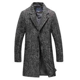 Men's Wool & Blends M-6XL Autumn Windbreaker Mid-length Pattern Coat Warm High Quality Large Size Blended T220810