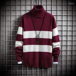 Men's Sweaters 2022 Spring Sweater Brand Casual Loose Korean Man Trend O-neck Ful Pullover Striped Top 4XL Mens Clothing Red