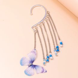 1pc New Gold Silver Butterfly Star Stylist Crystal Earrings Drop Dangle Ear Stud For Women Long Cuff Earring Bohemia Jewellery