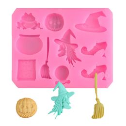 Halloween Silicone Cake Biscuit Mould Witch Pumpkin Chocolate Candy Mould High Temperature DIY Decoration Baking Kitchen Tools DH04949