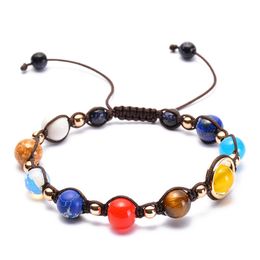 Handmade Eight Planets Solar Bead Strands Bracelet for Men Women Lovers Gift
