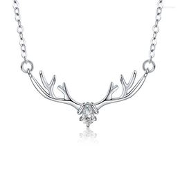 Chokers Fashion Women Antler Pendant Silver Chain Necklace Crystal Lovers Jewelry Gift Heal22