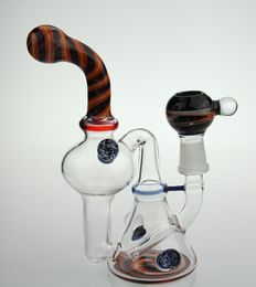 Free shipping Bong Colourful glass recycler glass water pipe glass bong with dome and nail 18.8mm