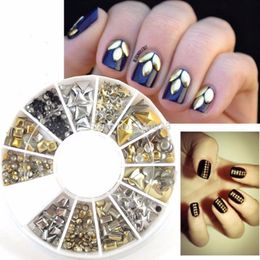 Wholesale-Multi Style Studs Nail Art 3D Design Decoration Stickers Square Punk Rivet 1# 66133