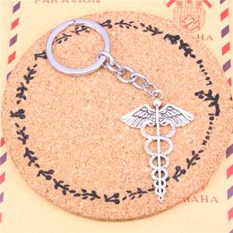 Keychain caduceus medicine symbol Pendants DIY Men Jewelry Car Key Chain Ring Holder Souvenir For Gift