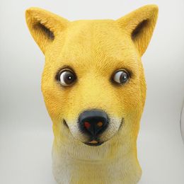 Halloween Party Mask Yellow Dog Head Latex Mask Animal Cospaly Fancy Dress Up Carnival Mask