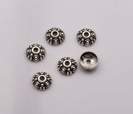 Hot ! 200pcs Antique silver Dotted Round Bead Caps 8mmx8mmx3mm (mm21)