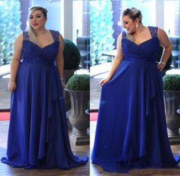 Plus Size Custom Made Chiffon Fat Mother off Bride Dresses Royal Blue Straps Formal Evening Gowns Mother of The Bride Dresses