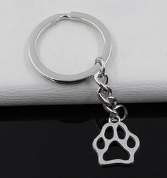 Fashion 20pcs/lot Key Ring Keychain Jewellery Silver Plated dog bear paw Charms