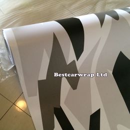 Matte & Glossy Arctic Camo Vinyl Wrap Film Car Wrap Winter Snow Camouflage Sticker Unique Wrapping Air Release Car Sticker 1.52 x 30m/Roll