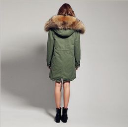 Outdoor rose fur trim Jazzevar brand rabbit fur lined Camouflage shell long parkas snow winter jackets women coats
