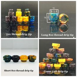 4Styles Epoxy Resin Colourful Wide Bore Drip Tips 510 810 Thread Long Short Mouthpiece for TFV8 Baby Prince Ijoy Maxo V12 Atomizer Tank