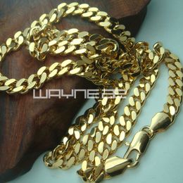 18K Yellow Gold Filled Men's 60cm Lenght 8mm Width Chain Necklace Jewelry N219