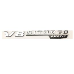 Flat Chrome " V8 BITURBO 4MATIC " Letters Trunk Emblems Badges Stickers for Mercedes Benz