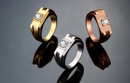 Noble K gold plating gentleman Four claw inlay zircon fashion personality men Ring Gold/rose gold/perkin Size US8 US9 US10 10pcs/lot