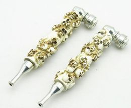 The New Fine Carved Metal Pipe Length 150MM Skull White Resin Pipe Personality