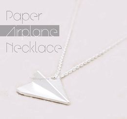 10PCS Gold Silver Origami Plane Necklace Paper Plane Necklace Tiny Aircraft Aeroplane Necklaces Jewellery for women