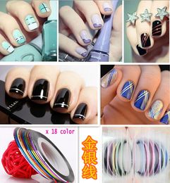 Wholesale- DIY Nail Art Sticker 10pcs Mixed Colors Rolls Striping Tape Line Nail Art Decoration Sticker