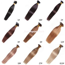 7A 16" -24" flat Tip Hair Extension Indian remy Hair 1g/s 100g/pack #1 #1B #2 #4 #6 #99j #613 #24 #27 Keratin Hair Extension Human Hair