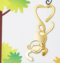 20pcs 18K Gold Plated Monkey Bookmark Book card For Wedding Baby Shower Party Birthday Favour Gift Souvenirs Souvenir CS017