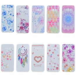 For Samsung Galaxy S5 S6 S7 edge S8 Plus Case Soft TPU Transparent Back Cover Flower For Samsung S6 S6 edge Case