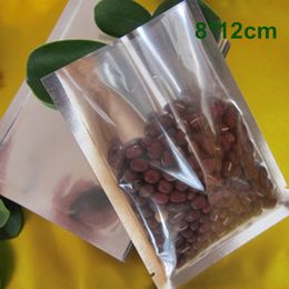 8*12cm Open Top Silver / Clear Aluminum Foil Packaging Bag Vacuum Food Storage Package Bag Pouches Heat Seal Packing Bags With Tear Notches