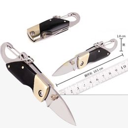 New Mini Pocket knife Mini Key Buckle Folding Knife Outdoor Survival Tools Stainless Steel Blade Wood Handle Free Shipping