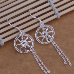 Fashion (Jewelry Manufacturer) 40 pcs a lot Wheel with tassel earrings 925 sterling silver jewelry factory price Fashion Shine Earrings