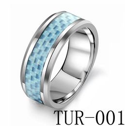 -Incrustation de fibre de carbone bleue d'anneau de carbure de tungstène de bijoux de mode de 8mm pour des hommes et des femmes