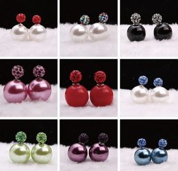 Hot 2015 Fashion earings pearl Jewellery brincos clay candy Colour earrings for women pendientes double bead trendy stud earrings EH011