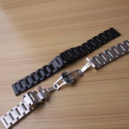 Black AND Silver Watchbands Strap Matte stainless steel watch accessories butterfly buckle deployment 18mm 20mm 22mm 24mm high quality metal