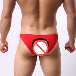 Men's Gay Penis Pouch Men Briefs Seamless Cheap Sexy Solid Color Mens Low Waist T-Back Open File Modal Bikini Underwear Men Briefs