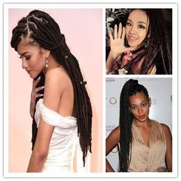 Synthetic Braiding Hair Wig Full Long X Press Micro Box Braided Lace Front wigs For Black Women, Braid Wig for Africa American