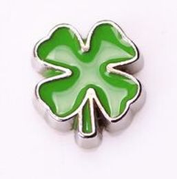 20PCS/lot Enamel Four Leaf Clover DIY Alloy Floating Locket Charms Fit For Glass Living Magnetic Locket