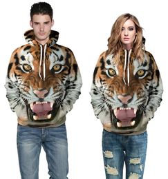 -2016 Moda uomo 3d stampa digitale felpe felpe con cappuccio donne feroce tigre plus size girocollo copertura con cappuccio coppia set vestiti