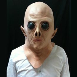 Halloween Party Mask UFO Alien Head Latex Mask Cosplay Creepy Saucer Man Full Face Horror Ghost Costume