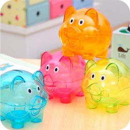 Storage BottlWedding gifts Lovely Candy Coloured transparent plastic piggy bank money boxes Princess crown Pig Piggy Bank Kids Girl272e