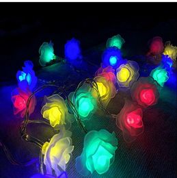 Rose 20 LED Romantic Flower Wedding Warm White Christmas Valentine's day Decor String Light Home Garden Decoration